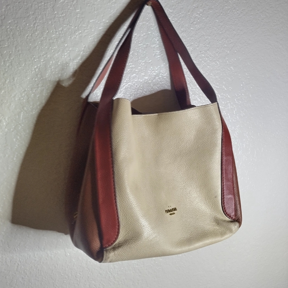 Coach Colorblock Cream, Tan, and Brown Leather Hobo Bag - Picture 2 of 12